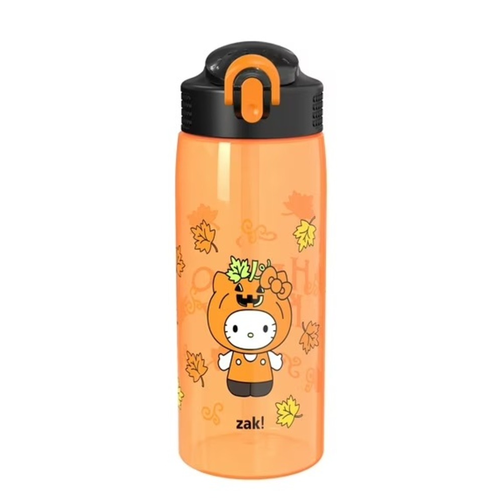 Zak Designs 25oz Hello Kitty Halloween Orange Kids‎ Straw Water Bottle, new